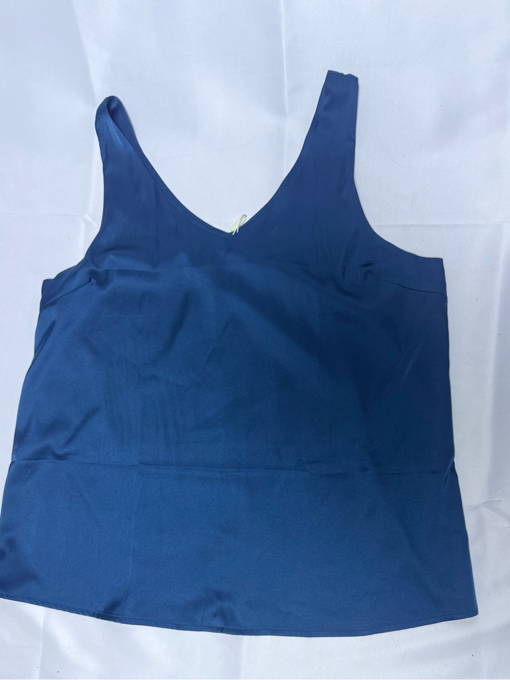 Scoop Neck Navy Blue Satin Tank Top